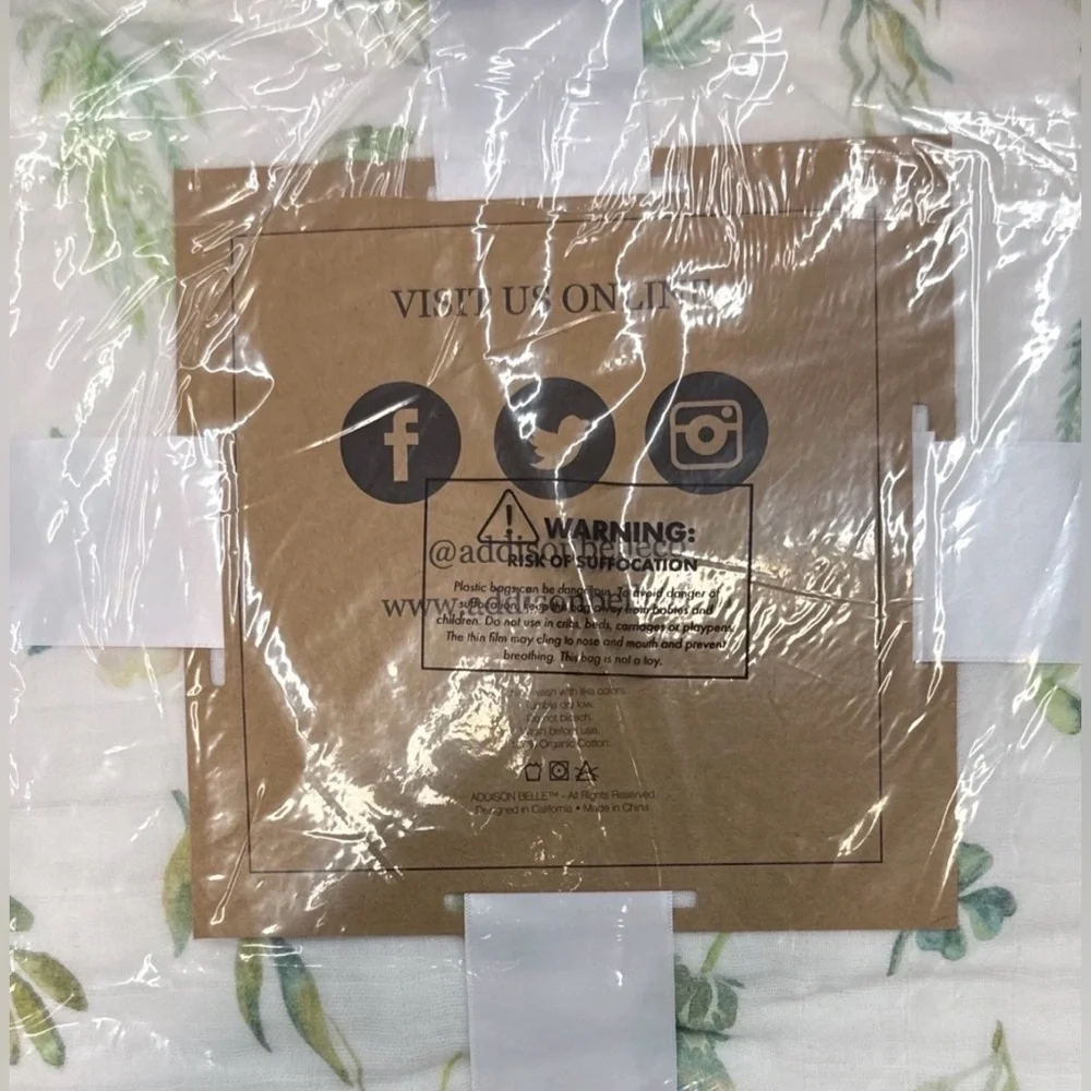Addison Belle Everything Muslin Baby Blanket 47” X 47” Succulents Theme NWT NEW